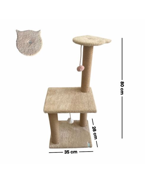 Albero per gatti Tina 2 beige - 35x28x80 cm