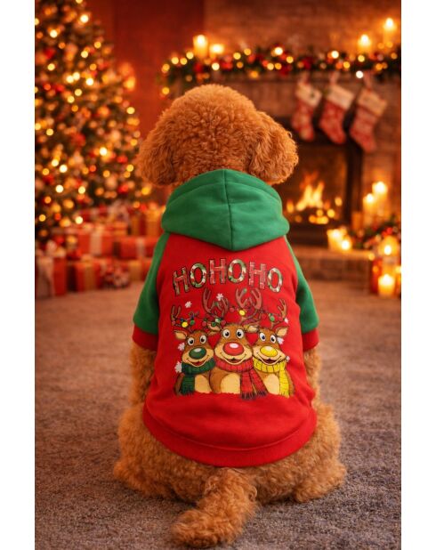 Sweat à capuche pour chien HOHOHO Noel L rouge