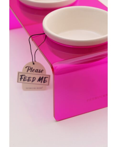 Ikıli Seramik fuchsia dubbele dierenschalen - 29x14x10 cm