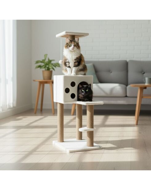 Casa para gatos Orion blanca - 50x35x115 cm