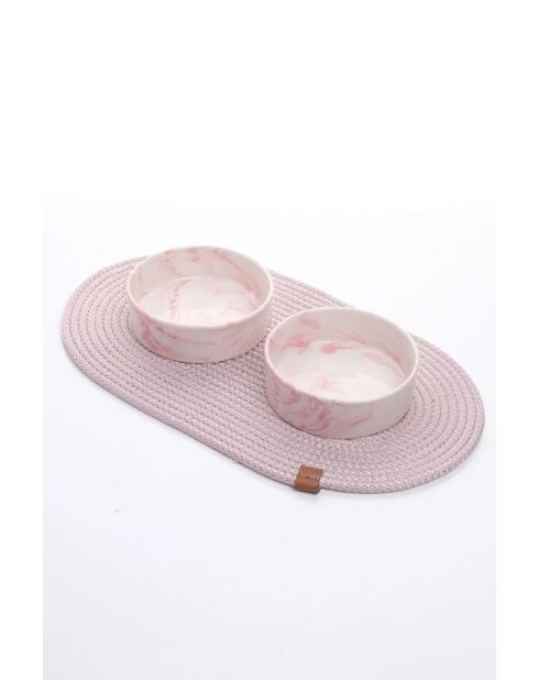 Set van 2 roze dierenkommen - 14x5 cm