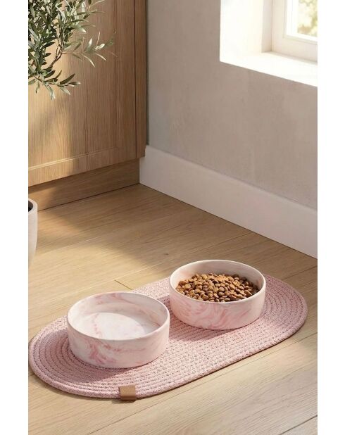 Set van 2 roze dierenkommen - 14x5 cm