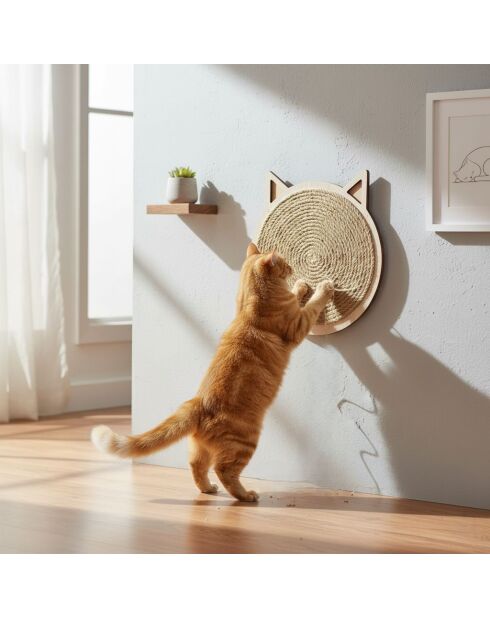 Alfombrilla rascadora Mondle para gatos, color beige, D.26 cm