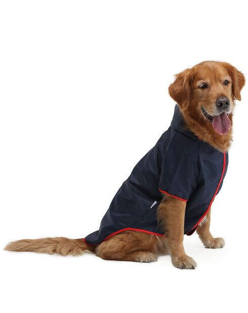 Donkerblauwe regenjas 8XL marineblauw met capuchon voor honden