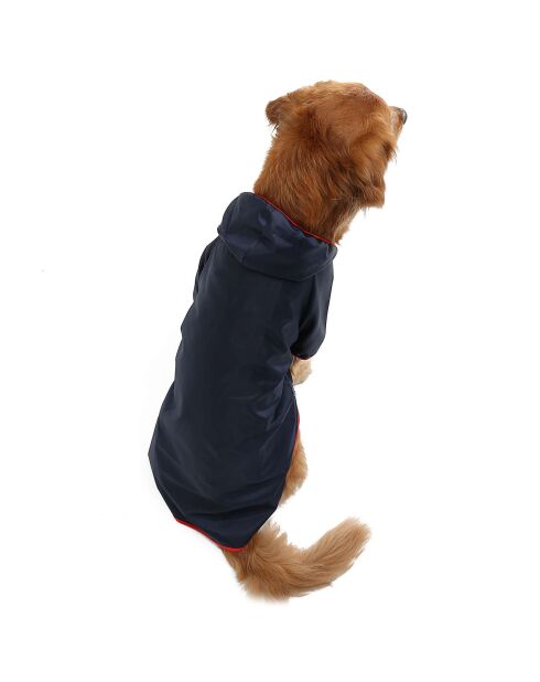 Donkerblauwe regenjas 8XL marineblauw met capuchon voor honden