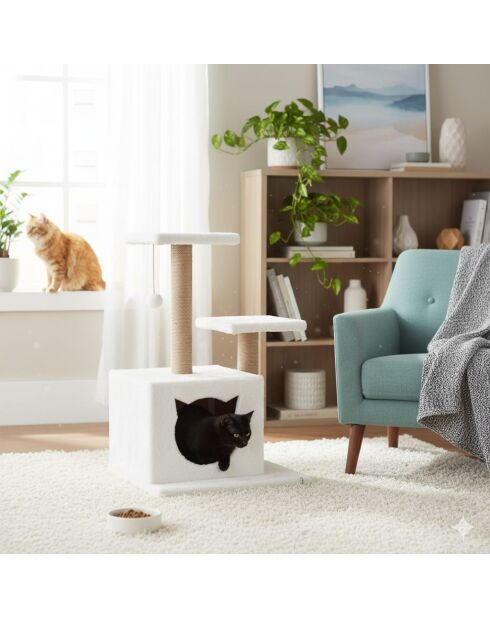 Casa para gatos blanca Lotti - 45x35x72 cm