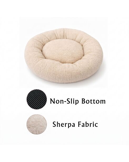 Teddy Donut L Hundebett, 85 x 85 x 16 cm, cremefarben