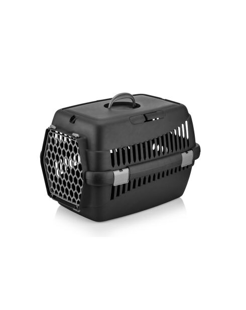 5096-S-1 zwarte transportkoffer voor dieren - 39x55x36,5 cm