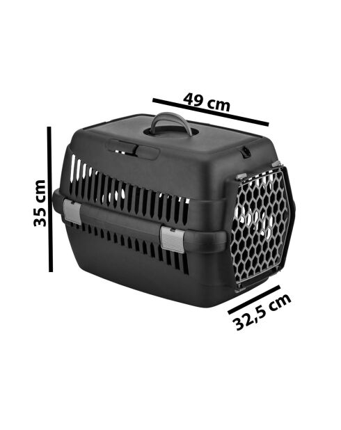 5096-S-1 zwarte transportkoffer voor dieren - 39x55x36,5 cm