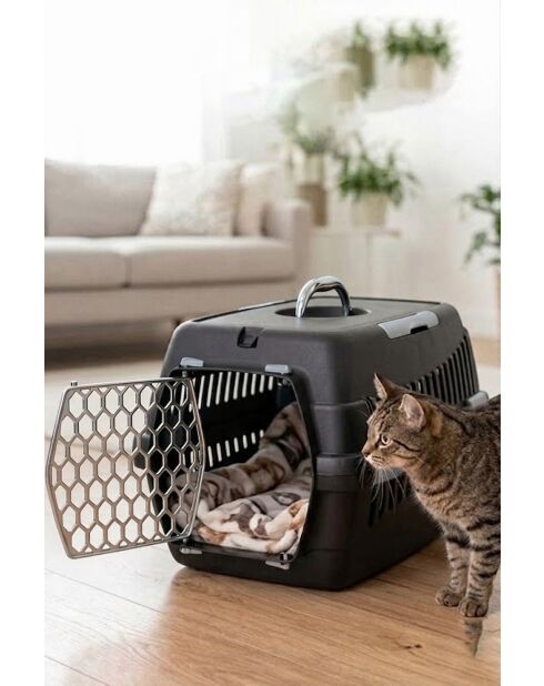 5096-S-1 zwarte transportkoffer voor dieren - 39x55x36,5 cm