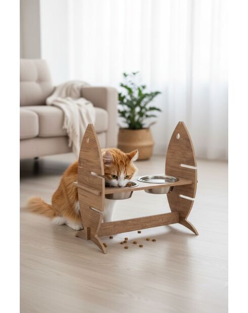 Ciotole doppie beige con animali Apvm14