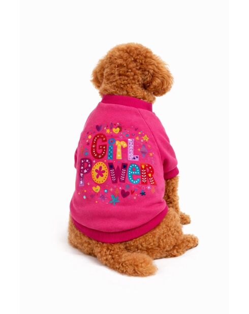 Girl Power M roze hondenhoodie