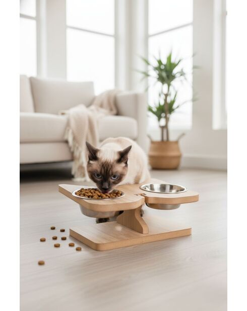 Double Gamelles pour animaux Apvm3 beige