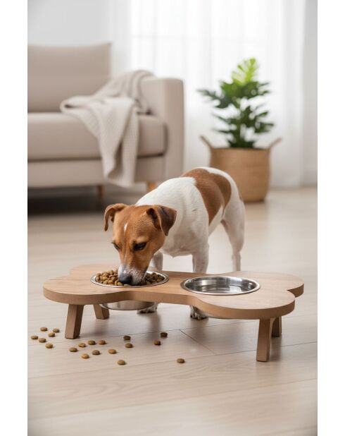 Ciotole doppie beige con animali Apvm10