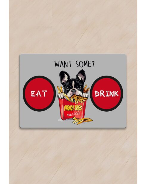 French Fries grijze kattenbakmat - 40x60 cm