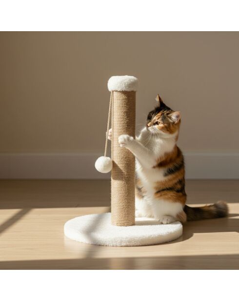 Rascador Coris con forma de gato blanco, 30 x 52 cm