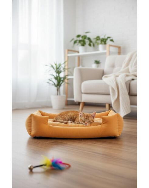 Kare XL geel huisdierenbed - 80x60x17 cm