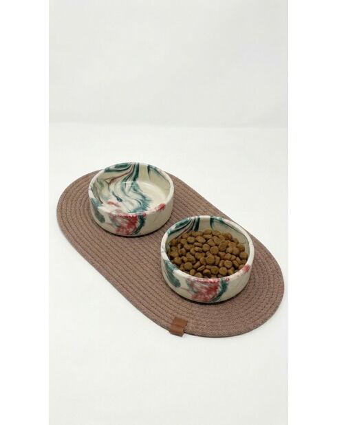 Set van 2 turquoise dierenschalen - 14x5 cm
