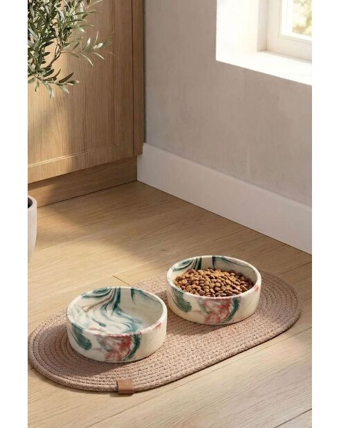 Set van 2 turquoise dierenschalen - 14x5 cm