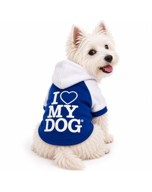 Love My Dog 2XL blauwe hondenhoodie