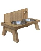 Cuencos dobles de madera Tori para animales - 17x33x10 cm
