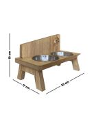 Cuencos dobles de madera Tori para animales - 17x33x10 cm