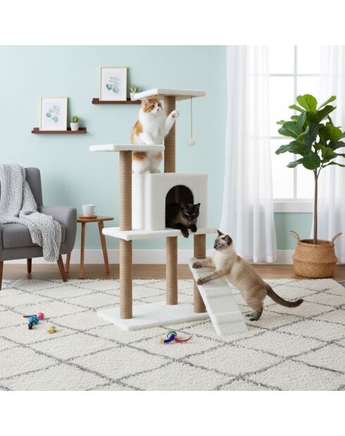 Casa para gatos Arden blanca - 50x35x125 cm