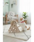 Griffoir boule rotative corde jute et structure bois - 27x21x27 cm