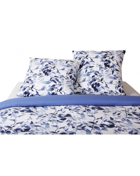Juego de cama de algodón estampado azul con hojas - 140x200 cm