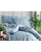 Parure housse de couette avec 2 taies d'oreiller en coton imprimé bleue