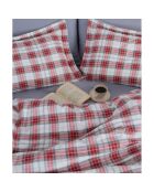 Acogedor juego de edredón de franela de algodón estampado en rojo con 2 fundas de almohada