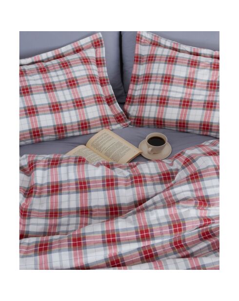 Parure de lit avec 2 taies d'oreiller Flanelle de en coton imprimé Cosy rouge