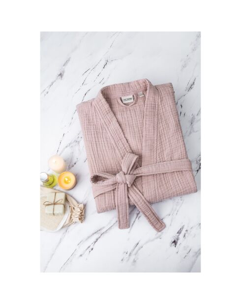 Peignoir gaze de coton rose