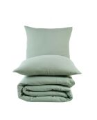 Parure housse de couette avec 2 taies d'oreiller gaze de coton céladon