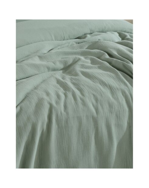 Parure housse de couette avec 2 taies d'oreiller gaze de coton céladon
