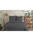 Bettbezug-Set aus Baumwollgaze in Anthrazitgrau mit 2 Kissenbezügen