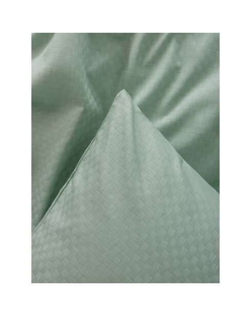 Juego de funda de edredón con 2 fundas de almohada, algodón liso, jacquard, color salvia