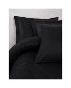 Parure housse de couette avec 2 taies d'oreiller coton uni jacquard noire
