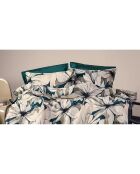 Parure housse de couette avec 2 taies d'oreiller satin de en coton imprimé verte - 240x220 cm