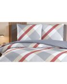 Parure housse de couette avec 2 taies d'oreiller en coton imprimé grise