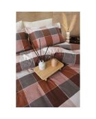 Juego de edredón de franela de algodón estampado Echo Brown con 2 fundas de almohada