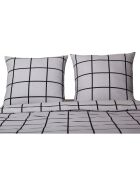 Juego de cama gris de algodón estampado a cuadros