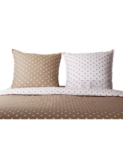 Juego de cama de algodón con estampado de lunares en color capuchino beige