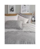 Parure de lit avec 2 taies d'oreiller Flanelle de en coton imprimé Zenith gris