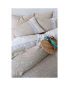 Parure de lit avec 2 taies d'oreiller en coton imprimé Milet beige - 200x200 cm