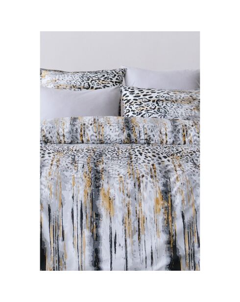 Parure de lit avec 2 taies d'oreiller en coton imprimé Argento noire