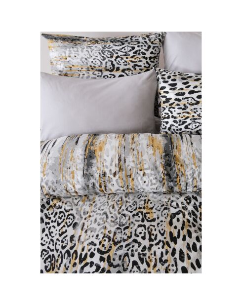 Parure de lit avec 2 taies d'oreiller en coton imprimé Argento noire