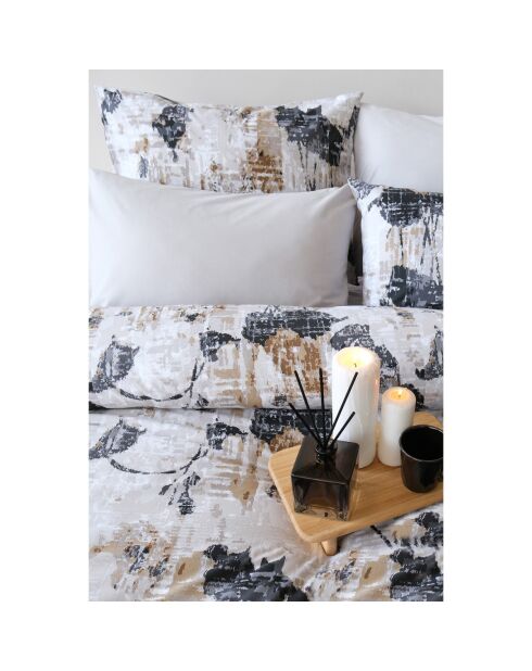 Juego de cama Andora de algodón estampado negro con funda de almohada - 140x200 cm