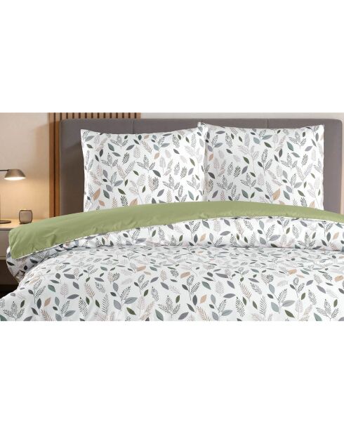 Juego de funda de edredón de algodón estampado verde con 2 fundas de almohada