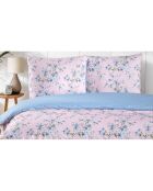 Parure housse de couette avec 2 taies d'oreiller en coton imprimé rose